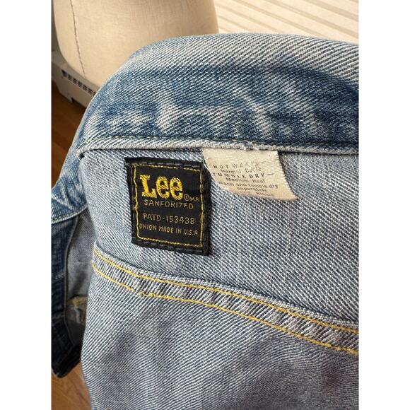 70s Vintage Lee Jeans Denim Jacket, Hippie Peace Sign Patch, XS S - Picture 11 of 16
